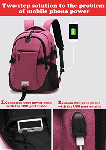 Anti-theft Laptop Backpack, Loaged Business Bags with USB Charging Port Water Resistant School Bookbag for College Travel Backpack for 15.6-Inch Laptop and Notebook (Purple)
