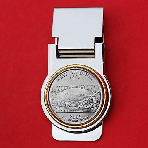 US 2005 West Virgina State Quarter Coin Hinged Money Clip NEW