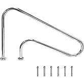 Pool Handrail 47x 30, Stainless Steel Swimming Pool Hand Rail Pool Stair Rail Above Ground with Base Cover Silver Rustproof Swimming Pool Accessories for Indoor/Outdoor Pools, SP-3002