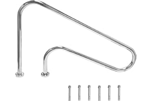 WOPOLTOP Pool Handrail 47x 30"", Stainless Steel Swimming Pool Hand Rail Pool Stair Rail Above Ground with Base Cover Silver Rustproof Swimming Pool Accessories for Indoor/Outdoor Pools, SP-3002