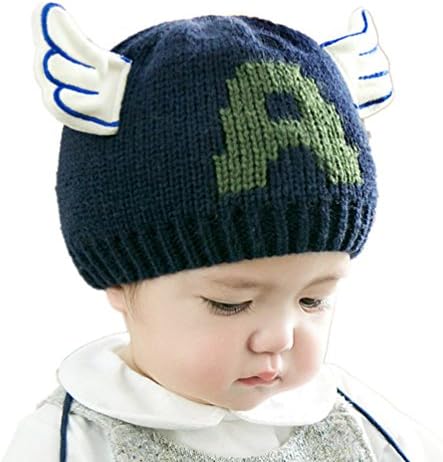 MONICAR Unisex Baby Kids Knitted Winter Warm Christmas Crochet Beanie Hat Cap (Navy Blue)