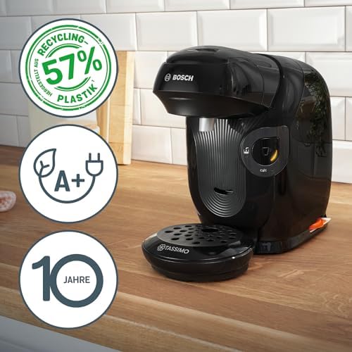 Tassimo Style friendly Kapselmaschine TAS112E, über 70 Getränke, geeignet für alle Tassen, vollautomatisch, nachhaltig, platzsparend, 1400 W, schwarz