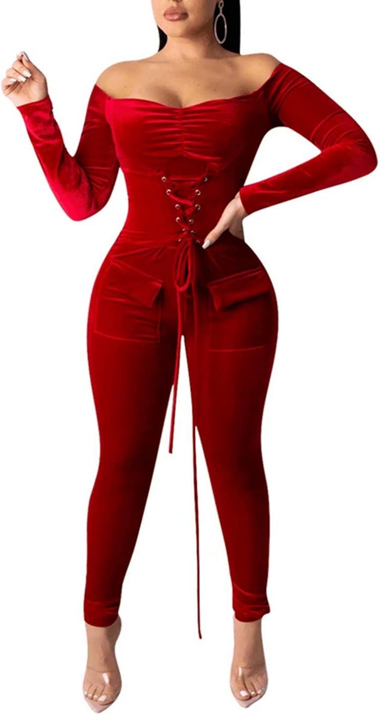 red velour jumpsuit