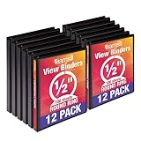 Samsill Economy 3 Ring Binder Organizer, .5 Inch Round Ring Binder, Customizable Clear View Cover, Black Bulk Binder 12 Pack