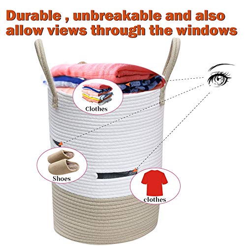 Co Storage Functional Basket Tall Storage Basket Cotton Rope Basket for Laundry and Toys 18X12 inches