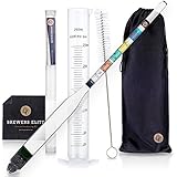 Brewer's Elite Hydrometer &amp; Test Jar Combo, Hardcase, Cloth - Triple Scale Specific Gravity ABV Tester- for Wine, Beer, Mead and Kombucha