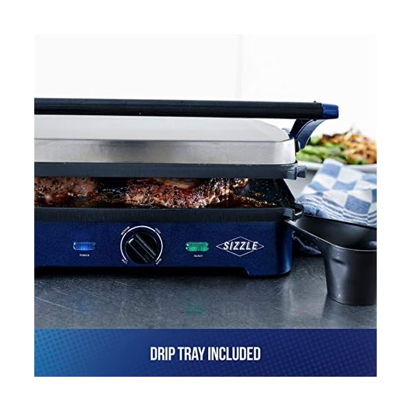 Blue Diamond Ceramic Nonstick, Electric Contact Sizzle Griddle, Open