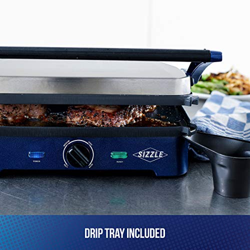 Blue Diamond Ceramic Nonstick, Electric Contact Sizzle Griddle, Open