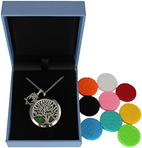 Aromatherapy Essential Oil Diffuser Necklace-Stainless Steel Pendant Locket -- Love Tree Design