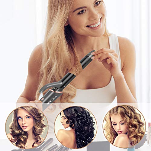 Curling Iron 1 Inch Hair Curling iron wand Ceramic Tourmaline Coating Curling Wand Instant Heat up to 470Â°F (Dual Voltage,Include Heat Resistant Glove)