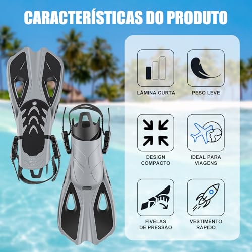 Gavzrt Barbatanas Para Mergulho Com Calcanhar Aberto E Ajustáveis, Pe De Pato De Natação Em Silicone Preto