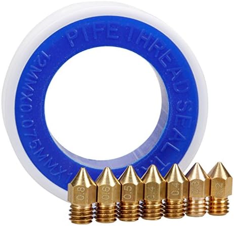 3D Printer Nozzles MK8 MK7 0.2mm 0.3mm 0.4mm 0.5mm 0.6mm 0.8mm with Sealed leakproof tape PTFE TAPE …