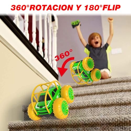 MaxTronic Remote Control Car for Kids - Amphibious RC Vehicles 2.4G 360° - 15KM/H - 4WD - Off-Road Stunt Car with Adjustable LED - Boys and Girls 3-12 Years Old
