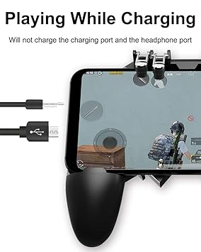 Mobile Game Controller with 4 Triggers Compatiple for PUBG/Fortnite [6  Finger Operation], L1R1 L2R2 Grip Gamepad Joystick Remote Shoot Aim Key for  ... - 