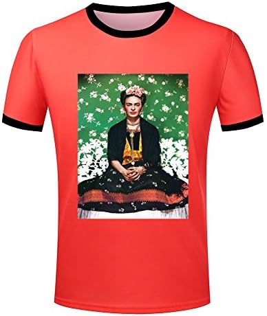 Nagala Frida Kahlo Vogue Mens O-neck Portrait Short Sleeve Tee Shirt Red