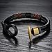 JOEYOUNG Fashion Jewelry Leather Bracelet Bangle for Men Black Fabric Genuine Leather Wristband Bangle