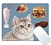Wknoon Gaming Mouse Pad Custom Funny Design, Cute Heavy Breathing Cat Desire for Icecream Barbecue Hamburger and Fried Chicken, Non-Slip Thick Rubber Large Mousepad Mat