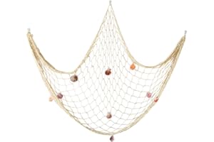 Decorative Fishing Net with Shells Large Handmade Cotton Fishing Net Decorations with Real Color Shells for Nautical Beach Pa