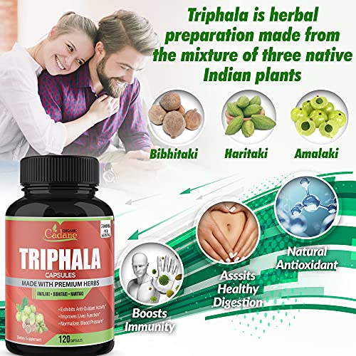 Organic Triphala (3 Fruit Powders) Capsules 3000mg, 120 Veggie Capsules
