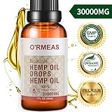 Hemp Oil Extract for Pain & Stress Relief - 30000mg of Organic Hemp Extract - 100% Natural Hemp Drops Hemp Seed Oil- Helps with Sleep, Skin & Hair,1 fl oz