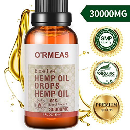 Hemp Oil Extract for Pain & Stress Relief - 30000mg of Organic Hemp Extract - 100% Natural Hemp Drops Hemp Seed Oil- Helps with Sleep, Skin & Hair,1 fl oz