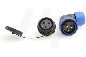 HANGTON CONNECT HangTon HE29 3 Pin Waterproof Plastic Connector Threaded Outdoor Industrial Electrical Power Circular Male Female Angled Wire Cable Plug + Panel Socket
