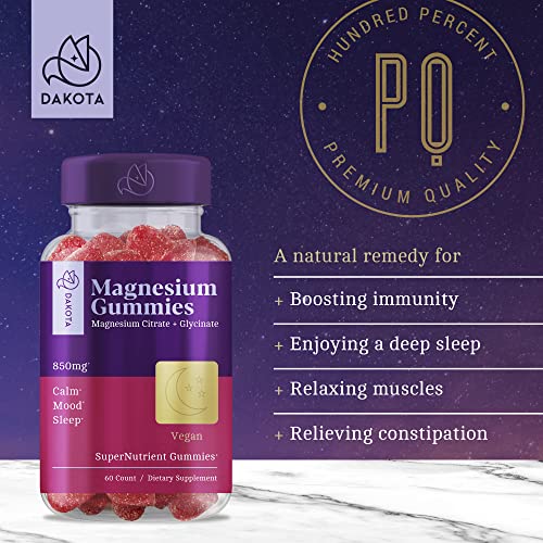 Magnesium Glycinate + Citrate Gummies Supplement for Adults Kids, Calm