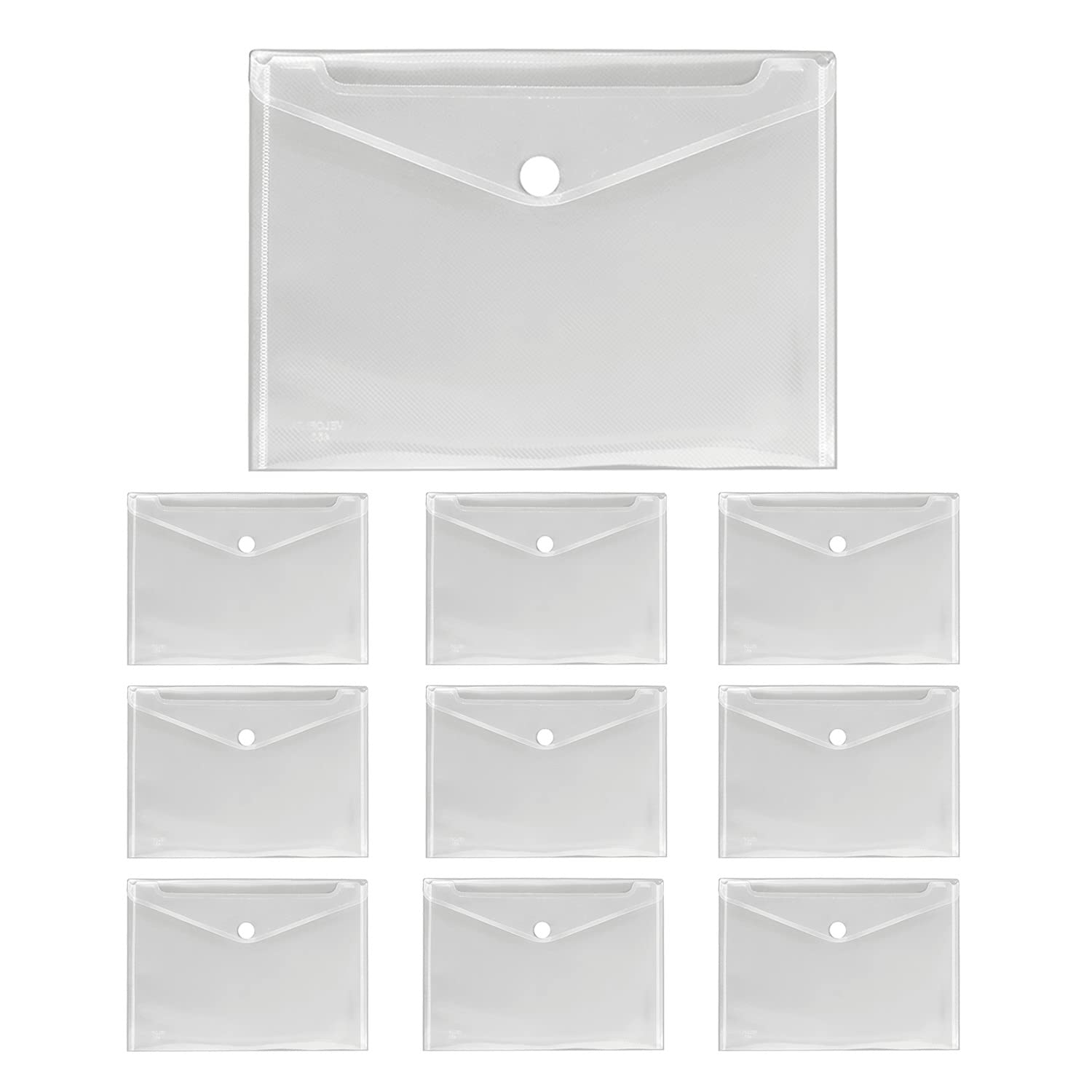 VELOFLEX A453010 Document Wallet Crystal, Pack of 10, DIN A4, Document Wallet with Velcro Fastening, Polypropylene, Transparent