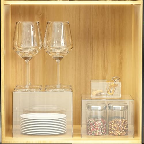 6Pcs Acrylic Boxes for Display Buffet Food Risers and Stands, Display Table Stand Shelf with Hollow Bottoms for Party Catering Dessert Jewelry Collectibles, Clear