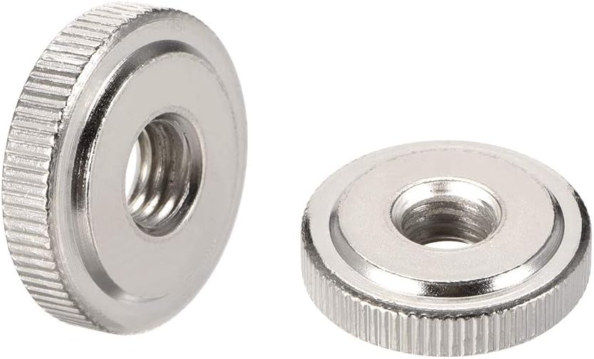 sourcing map Round Knurled Thumb Nuts Conector Lock Adjusting Nuts, M8 Female Threaded Thin Type, Nickel Plated, Pack of 5