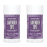 Schmidt's Natural Deodorant - Lavender Tips 3.25 Oz Sensitive Skin Stick; Aluminum-Free Odor Protection & Wetness Relief (Pack Of 2)