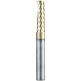 Amana Tool 51377-Z SC Spiral O Single Flute Aluminum Cutting 1/4 D x 3/4 CH x 1/4 SHK x 2 Inch Long Up-Cut ZrN Coated Router Bit withMirror Finish
