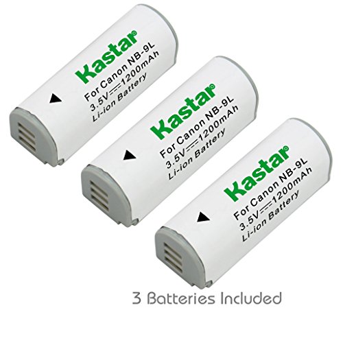Kastar Battery (3-Pack) for Canon NB-9L and Canon PowerShot N, N2, SD4500, SD4500 IS, ELPH 510 HS, ELPH 520 HS, ELPH 530 HS Cameras