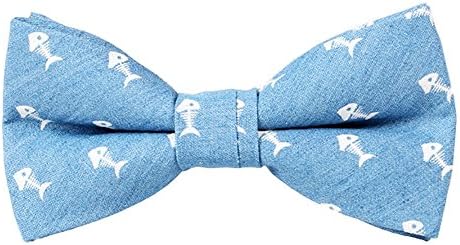Gazebo Green Pre-Tied Cotton Bow Tie - Novelty Prints (Chambray Bonefish)