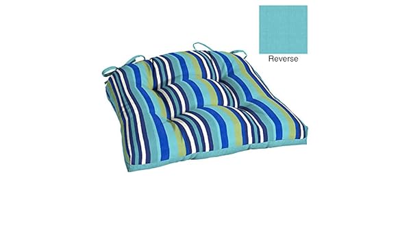 Amazon Com Mainstay Turquoise Stripe Outdoor Patio Wicker Seat Cushion Garden Outdoor