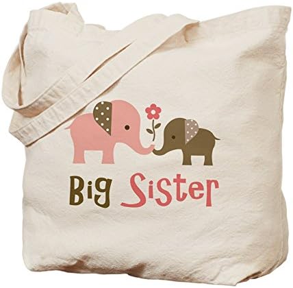 CafePress - Big Sister - Mod Elephant Tote Bag - Natural Canvas Tote Bag, Cloth Shopping Bag