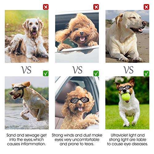 NVTED Dog Goggles Dog Sunglasses, Foldable Pet Sunglasses Adjustable