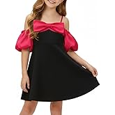 WELAKEN Girls Black Formal Dress – Elegant Midi Dress for Parties or Special Occasions
