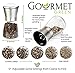 Gourmet Green Salt and Pepper Grinder Set | Updated Salt and Pepper Shakers | w/Brushed Stainless Steel & Glass | Pure Ceramic Burrs | Pepper Grinder | Salt Grinder | Spice Grinder (Short 5 inches)
