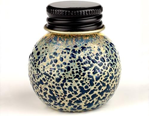 Blown Glass Screwcap Bottle - Blue-Green/Silver