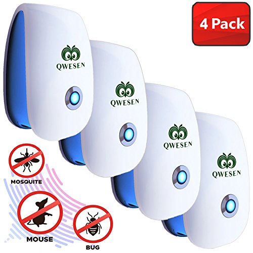 Ultrasonic Pest Repeller | Best Pest Control Ultrasonic Repellent - Set of 4 Electronic Pest Control - Plug in Home Indoor Repeller - Get Rid of Mosquitos, Insects, Rats, Gnats, Bugs, Spiders, Rodents