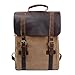 Back-to-School Sale- S-ZONE Retro Canvas Leather School Travel Backpack Rucksack 15.6-inch Laptop Bag