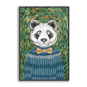 Framed Canvas Home Artwork Decoration Humor Animal Funny Panda Canvas Wall Art for Living Room, Bedroom - 16x24 inches