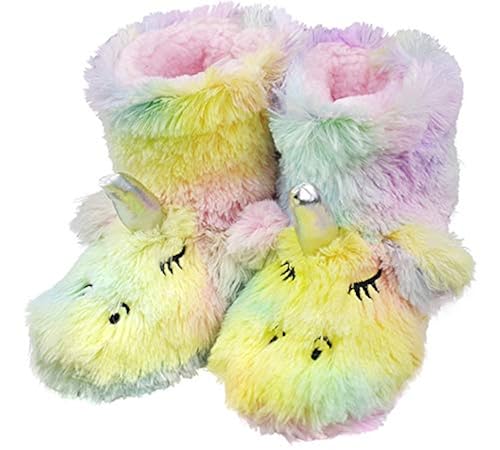 Girls Little Child Comfy Fleece Plush Indoor Slippers Cute Rainbow - Main Image