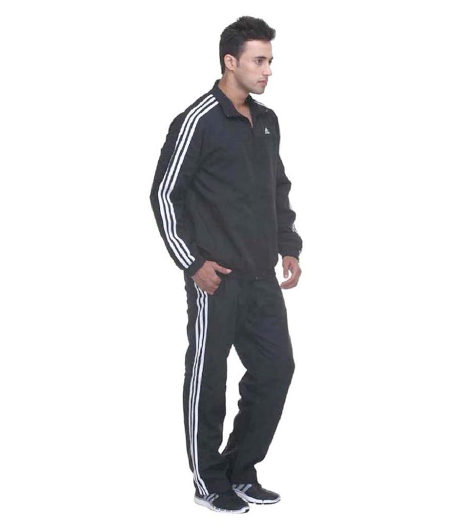 adidas black polyester tracksuit