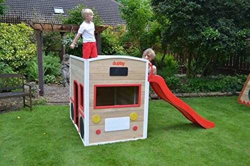 Bus Drivers Wooden Playhouse with Long Slide and Chalk Blackboard - ActivKids