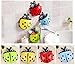 BlueSunshine 4 Pcs Creative Cute Cartoon Ladybug Kids Wall Suction Cup Mount Toothbrush Toothpaste Holder Pencil Pen Container Box Travel Organizer Plastic Pocket Storage Organizer
