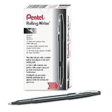 Pentel Rolling Writer Roller Ball Capped Pen, Black (Medium, 12 ct.) by Pentel