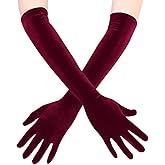ccHuDE Long Velvet Gloves Vintage Opera Gloves Stretchy Elbow Length Gloves 20s Evening Party Gloves for Women
