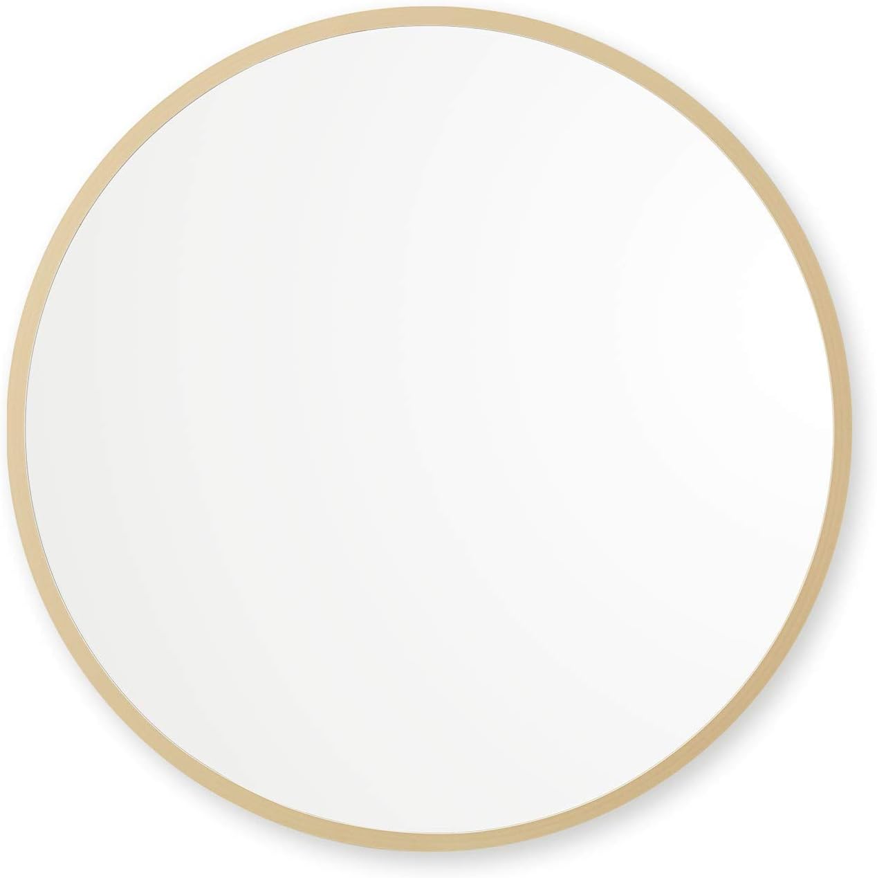 Better Bevel 24” x 24” Matte Gold Rubber Framed Mirror | Round Bathroom Wall Mirror